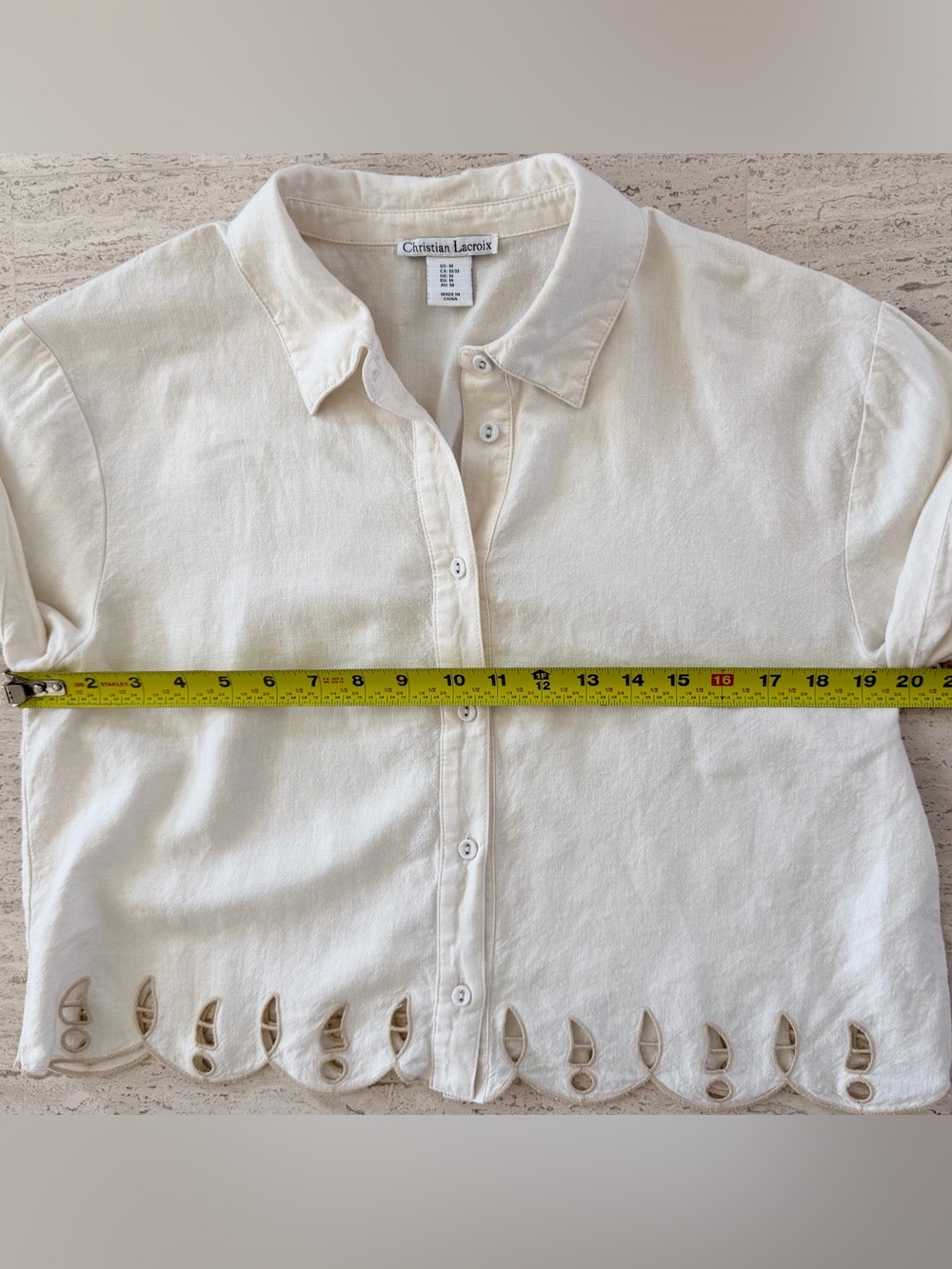 Christian Lacroix Embroidered Cutwork Linen Blouse Top M - Picture 10 of 12